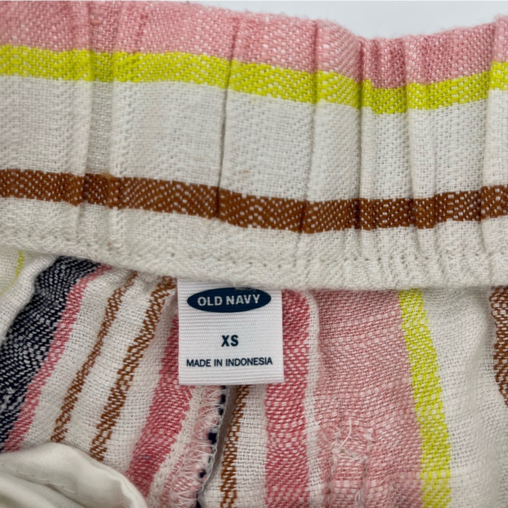 ⭐️3 for $30Old Navy Pink Striped Wide Leg Drawstring Linen Blend Pants Womens XS - Picture 8 of 11